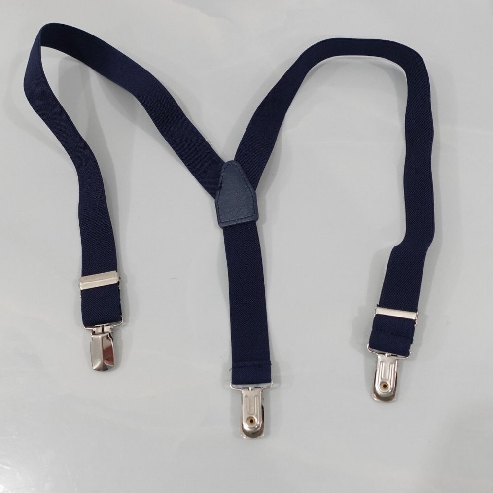 Suspender Boy Blue Navy Clip On Y Back Adjustable Strap Stretch‎ Formal Dress
